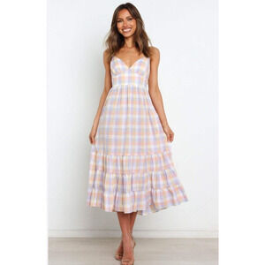 Petal & Pup Pastel Plaid Midi Dress